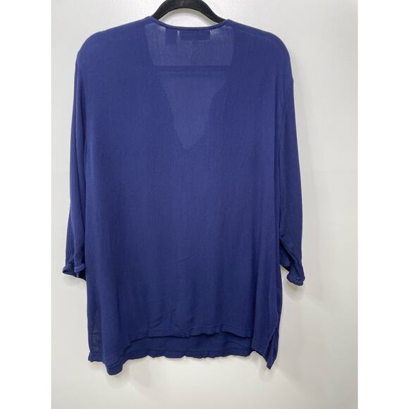 Cathy Daniels Embroidered High Low Tunic Blouse Navy Blue Women's Plus Size 2X - Picture 7 of 10